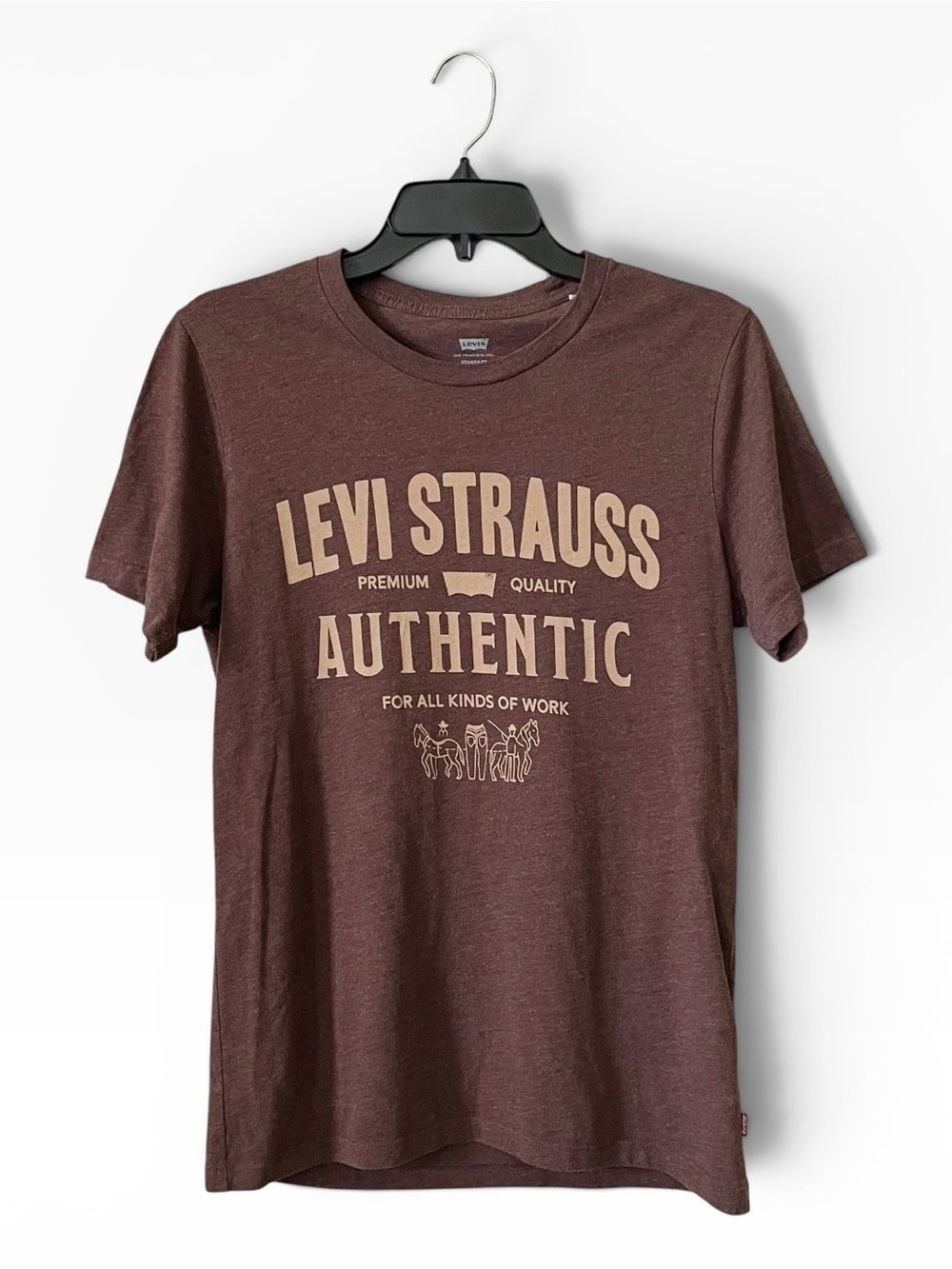 Levi's Men's Graphic Crew Neck T-Shirt Size XS Brown Logo Short Sleeve Soft
